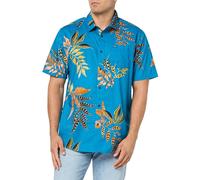 Volcom Camicia Hawaiana abbottonata Manica Corta Floreale Marmo, Blu Oceano, M Uomo