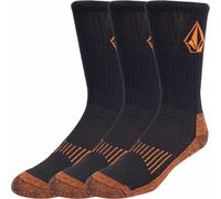 Volcom Workwear - Confezione da 3 calzini Crew (nero, 42-46), Nero , 42-46