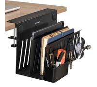 Volcora Contenitore laterale, sotto il supporto per laptop, organizer senza trapano con scatola magnetica per penne, fermacavo, organizer da appendere, supporto da scrivania per ufficio e casa, 2