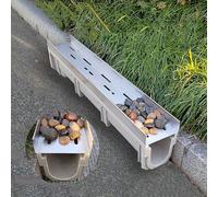 VOLDAX Canaletta Scolo Acqua Canale di Scarico con Griglia, Grondaia di Drenaggio della Trincea per Il Riempimento di Ciottoli, Canali A Forma di U Grondaie(14 * 20cm/5.5 * 7.9in)