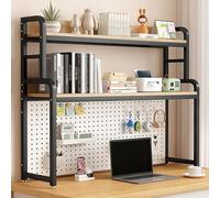 VOLDAX Scaffale da Scrivania da Appoggio 2 Piani Tavola, Grande Capacità Multifunzionale Libreria da Scrivania, Per Dormitorio Ufficio Sala Musica(Black 1,135cm/53in)