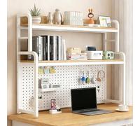 VOLDAX Scaffale da Scrivania da Appoggio 2 Piani Tavola, Grande Capacità Multifunzionale Libreria da Scrivania, Per Dormitorio Ufficio Sala Musica(White 2,75cm/29.5in)