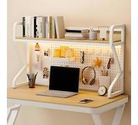 VOLDAX Scaffale da scrivania for Piano d'appoggio, Libreria da Scrivania con Pannello Forato e Accessori portaoggetti, mensola da banco per scrivania da lavoro(White A,90 * 66cm/35.4 * 26in)