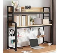 VOLDAX Scaffale da scrivania for Piano d'appoggio, libreria da scrivania, mensola da banco per scrivania da lavoro, Scaffale Espositore per Casa e Ufficio(Black C,106cm/41.7in)