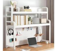 VOLDAX Scaffale da scrivania for Piano d'appoggio, libreria da scrivania, mensola da banco per scrivania da lavoro, Scaffale Espositore per Casa e Ufficio(White A,116cm/45.7in)