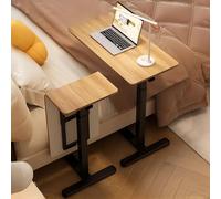 VOLDAX Tavolo Letto, Tavolino Servitore Regolabile con Ruote, Tavolo per Laptop con Struttura in Acciaio e Pannello ad Alta Densità, per la Lettura/Colazione(Brown)