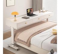 VOLDAX Tavolo Servitore Regolabile In Altezza con Ruote Sopra Il Letto Scrivania per Computer Altezza Regolabili 75-110CM, Leggio da Letto per Casa e Ufficio(White)