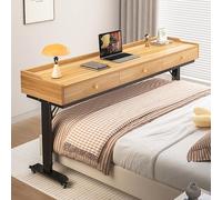 VOLDAX Tavolo Servitore Regolabile In Altezza con Ruote Sopra Il Letto Scrivania per Computer Altezza Regolabili 75-110CM, Leggio da Letto per Casa e Ufficio(Yellow-A)