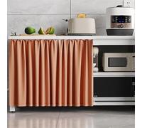 VOLDAX Tendina Sottolavello Cucina Autoadesivo Tenda Antipolvere, Binari Scorrevoli, per Mobili da Cucina e Camera Scarpiere e Armadi(Orange,23.6" W x 47.2" H)