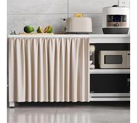 VOLDAX Tendina Sottolavello Cucina Autoadesivo Tenda Antipolvere, Binari Scorrevoli, per Mobili da Cucina e Camera Scarpiere e Armadi(Beige,19.7" W x 39.4" H)