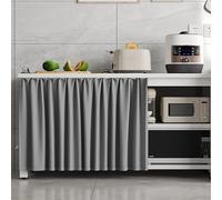 VOLDAX Tendina Sottolavello Cucina Autoadesivo Tenda Antipolvere, Binari Scorrevoli, per Mobili da Cucina e Camera Scarpiere e Armadi(Grey,23.6" W x 31.5" H)
