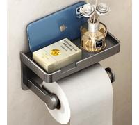 VOLDRA Porta Carta Igienica Adesivo, Porta Rotolo Carta Igienica da Parete Portacartaigienica Bagno con Ripiano Portarotolo da Muro Senza Forare Toilet Paper Holder (Grigio)