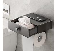 VOLDRA Porta Carta Igienica Adesivo, Porta Rotolo Carta Igienica da Parete Portacartaigienica Bagno con Salviette Cassetto Ripiano Portarotolo da Muro Senza Forare Toilet Paper Holder(Grigio)