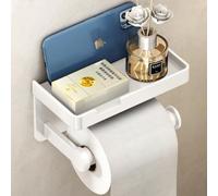 VOLDRA Porta Carta Igienica Adesivo, Porta Rotolo Carta Igienica da Parete Portacartaigienica Bagno con Ripiano Portarotolo da Muro Senza Forare Toilet Paper Holder(Bianco)