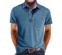 Volemo Polo Uomo Manica Corta T Shirt Cotone Tee Golf Tops Estivo Blu 3XL