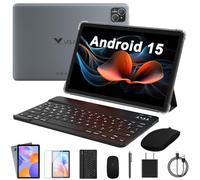 VOLENTEX Tablet Android 15, tablet 10 pollici 2 in 1 con custodia per tastiera, pennino capacitivo, processore Octa-Core da 128 GB, Wi-Fi 6 5G, display HD IPS, doppia fotocamera, Bluetooth, 8000 mAh