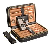 Volenx Porta Sigari, Humidor Sigari con Accendini, Portatile Portasigari in Pelle da Viaggio con Umidificatore per 6 Sigari, Perfetto Regalo per Uomo (Sigaro Non Incluso)