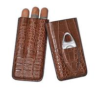 Volenx Porta Sigari, Umidificatore Sigari con Tagliasigari, Portatile Portasigari in Pelle con Motivo Coccodrillo per 3 Sigari, Perfetto Regalo per Uomo (Sigaro Non Incluso)