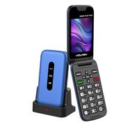 Volfen Nexo Flip MAX - Telefono cellulare con coperchio per anziani, pulsanti e tasti grandi, facile da usare, USB-C, 3 memorie dirette, base di ricarica, colore: nero (blu)