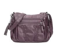 VOLGANIK ROCK Borsa a tracolla per le donne con nappe da donna in morbida pelle PU borse e borsa Pocketbooks, Taro.
