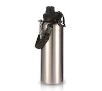 Volhoply 1200ml Isolato Borraccia Termica con Moschettone e Cinturino in Paracord,Bottiglia in Acciaio Inox con Manico, Bottle Doppia Parete,Bottiglie Sportive per Scuola,Lavoro(Argento,1 set)
