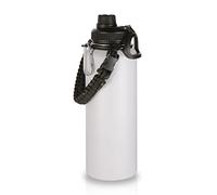 Volhoply 1200ml Isolato Borraccia Termica con Moschettone e Cinturino in Paracord,Bottiglia in Acciaio Inox con Manico, Bottle a Doppia Parete,Bottiglie Sportive per Scuola,Lavoro(Bianco,1 set)