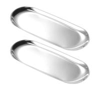 Volhuluk 2 Pezzi Vassoio D'argento per Piatti e Portaoggetti - In Acciaio Inox, Ovale, Lucido - per Caffè, Gioielli, Candele