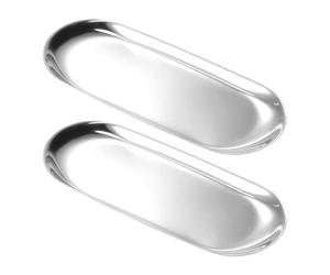 Volhuluk 2 Pezzi Vassoio D'argento per Piatti e Portaoggetti - In Acciaio Inox, Ovale, Lucido - per Caffè, Gioielli, Candele