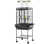 Voliera Gabbia per Pappagallini 62,5x62,5x156 cm in Acciaio Grigio