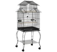 Voliera Gabbia per Uccelli 50x49x137 cm in Acciaio Nero