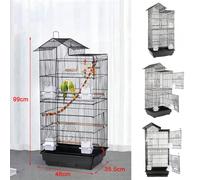 Voliera per uccelli altezza 99 cm con barre per l'alimentazione e il trespolo, grande gabbia portatile per uccelli con maniglia per calopsitta conuro, 46x35,5x99 cm La fantastica gabbia per pappagalli