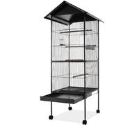 BAKAJI Voliera XXL per Uccelli Pappagalli Canarini Parrocchetti Altezza 160 cm Gabbia Grande in Metallo Bird House con Cassetto Estraibile per la Sabbia, Adatta per Interno ed Esterno