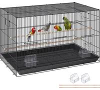 VEVOR Gabbia per Uccelli Voliera in Metallo per Pappagalli Cacatua 76x46x45,5cm