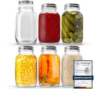 volila Barattolo con coperchio, confezione da 6 barattoli da 907 ml con coperchio a bocca normale, per avena, insalata, conserve, preparazione dei pasti, decapaggio, conservazione degli alimenti e