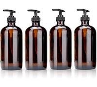 volila Dispenser Sapone Bagno 500 ml (confezione da 4) - Comodo Dispenser Sapone Cucina e Dosatore Sapone Bagno, Elegante Dispenser Sapone Bagno Plastica Ambrata