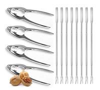 volila Schiaccianoci - 4 (15 cm) e 8 Forchettine (17 cm) Schiaccianoci a Molla - Utensile per Tutti i Tipi di Noci, Cracker di Aragosta, Cracker di Granchio