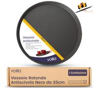 volila Vassoio Antiscivolo Bar - Set Apertivo con 1 Vassoio Aperitivo Bar da 35cm - Vassoio Aperitivo, Vassoio Nero Rotondo per uso Domestico o Professionale al Bar/Ristorante - Vassoio Caffè