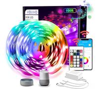 VOLIVO Striscia di luci LED WiFi 30,5 m, compatibile con Alexa e Google Assistant, 2 rotoli di striscia luminosa a LED RGB da 15,2 m, sincronizzazione musicale che cambia colore illuminazione per