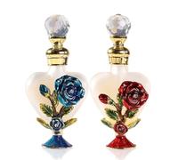 VolksRose Flacone di Profumo Vintage 10ml in Lega - Cuore Doppio Colore con Rose Smaltate in Rilievo, Mini Flacone da Viaggio Elegante per Regalo Romantico, San Valentino o Ricarica Borsetta