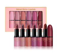 VolksRose Set di rossetti opachi da 6 colori (incluso il rosso acceso): resistenti al trasferimento, a lunga tenuta, vellutati, pigmenti leggeri a copertura totale, non seccano le labbra