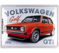 Volkswagen Golf Gti 1976 Grande Goffrato Metallo Muro Insegna 400mm x 300mm