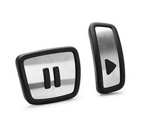 Volkswagen Pedali Sportivi, Design Play & Pause, Acciaio Inossidabile Spazzolato con Rivestimento Antiscivolo, Alluminio Spazzolato e Nero, Set 2 Pezzi