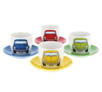Volkswagen VW Käfer Set Tazza & Sottotazza 4 Pezzi 100 ml Multivan 4 Colori