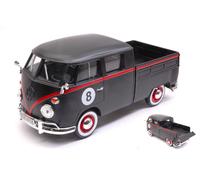 Volkswagen VW Type 2 (T1) Double Cab Pick Up #8 Matt Black / Red 1:24 Model