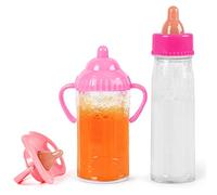 Vollence Bottiglie magiche per bambole,Bambola magica che scompare latte e succo,Accessori per bambole giocattolo Baby Doll Feeding Set