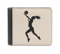 Volleyball Girl Silhouette Spike Attack Portafoglio da uomo Bifold Slim Cash Card Holder Borsa in pelle, Stile:, Taglia unica