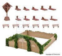 VOLLMER 43861 - Piccolo cimitero con accessori in kit di montaggio, scala H0 1:8