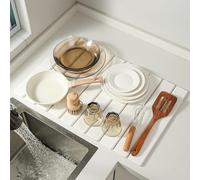 Volminex Grande tappetino scolapiatti in pietra per bancone della cucina, ad asciugatura rapida, pieghevole, ecologico, assorbente, per piatti, bottiglie, tazze, si adatta a qualsiasi piano di lavoro