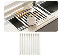 Volminex Scolapiatti Da Lavello Pieghevole Staccabile, Scolapiatti da Appoggio, Organizer Tappetino, Stendino Scolapasta Gocciolatoio, Accessori Cucina (Bianco, 35×45 cm)