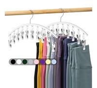 Volnamal Organizer per leggings per armadio, appendiabiti in metallo per pantaloni da yoga con rivestimento in gomma, confezione da 2 pezzi con 10 clip, per 20 leggings, appendiabiti salvaspazio da